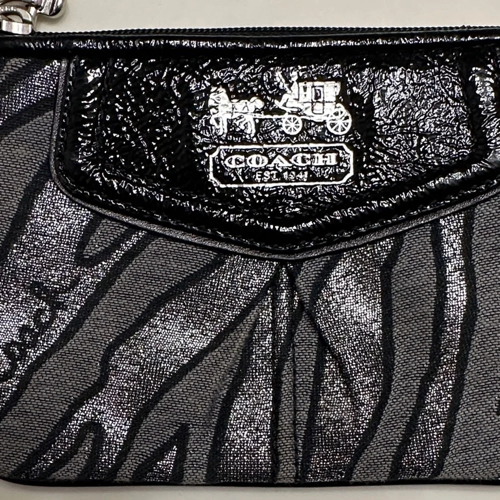 Coach Black and Silver Zebra Pattern Wristlet - Picture 2 of 7